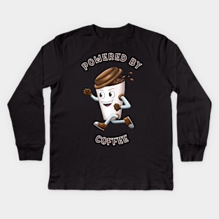 Powered by coffee, coffee lovers Kids Long Sleeve T-Shirt